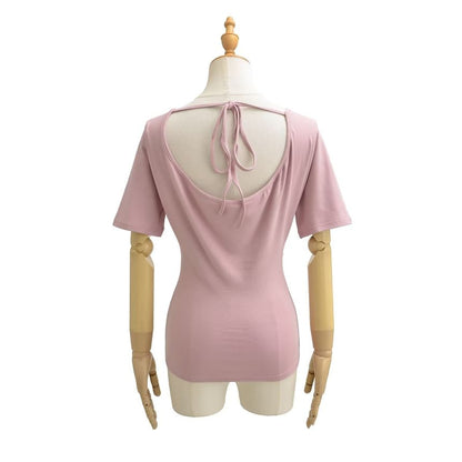 V-Neck Tie Back Short Sleeve Top