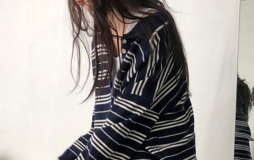 Striped Polo Knit Pullover