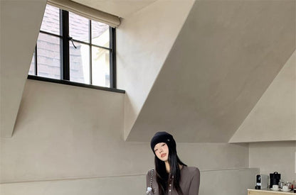 Double Breasted Trench Coat, Henley Tee & Baggy Pants Set