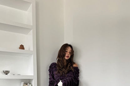 One Shoulder Tiered Long Sleeve Blouse