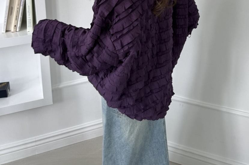 One Shoulder Tiered Long Sleeve Blouse