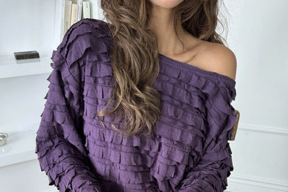One Shoulder Tiered Long Sleeve Blouse