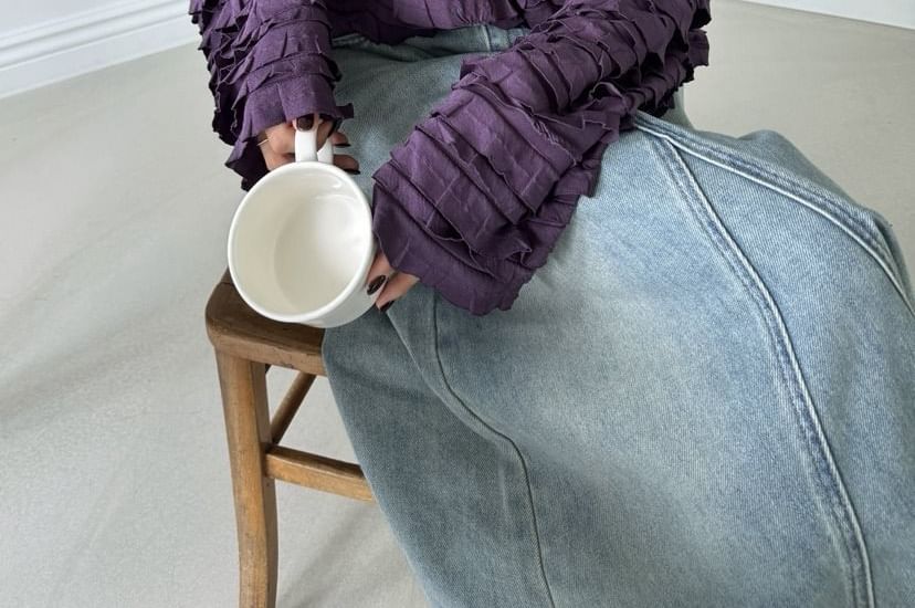 One Shoulder Tiered Long Sleeve Blouse