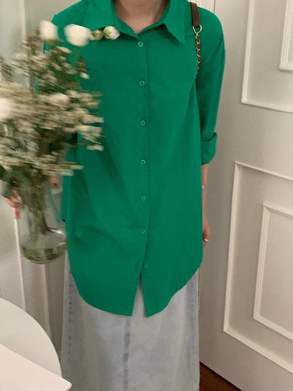 Collar Button-Up Long Sleeve Shirt