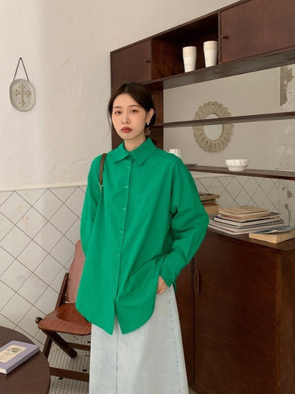 Collar Button-Up Long Sleeve Shirt