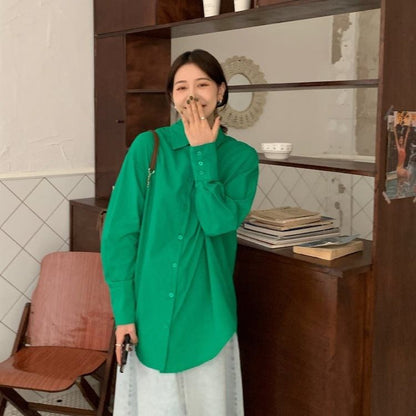 Collar Button-Up Long Sleeve Shirt