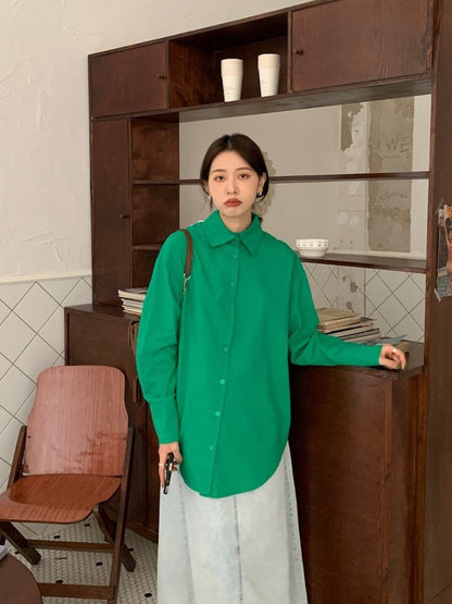 Collar Button-Up Long Sleeve Shirt