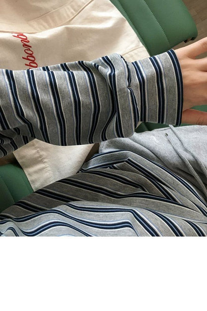 Asymmetric One Shoulder Striped Top