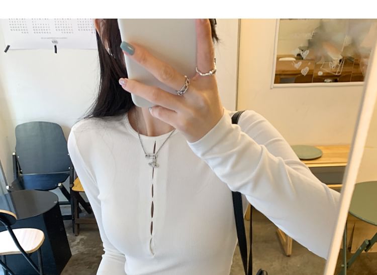 Extended Sleeve Henley-Style Basic Tee