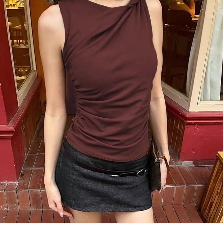 Asymmetric Twisted Slim Tank Top
