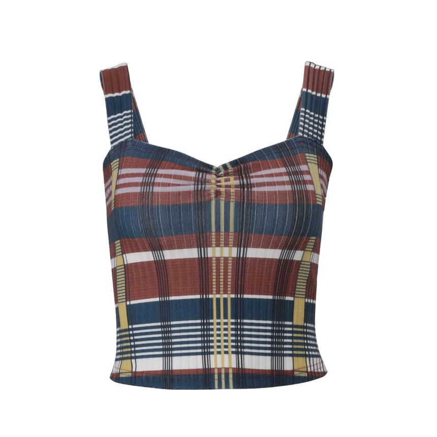 Sweetheart Plaid Fitted Crop Tank