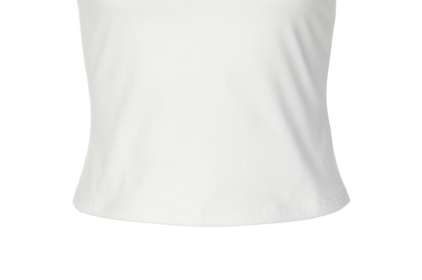 V-Neck Lace Accent Fitted Crop Cami