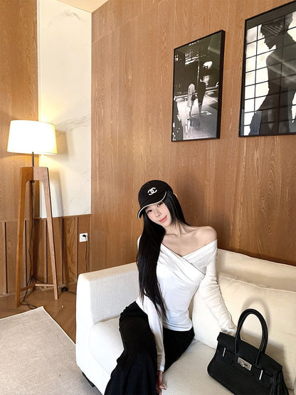 One-Shoulder Ruched Long Sleeve Tee
