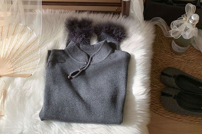 Stand Collar Long Sleeve Knit Top