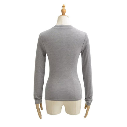 Henley Neck Long Sleeve Basic Tee