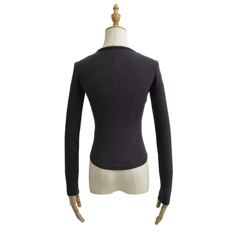 Square Neck Long Sleeve Basic Tee