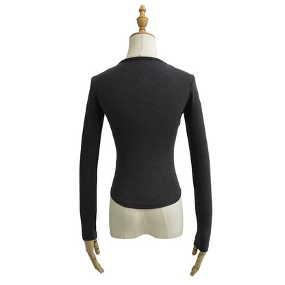 Square Neck Long Sleeve Basic Tee