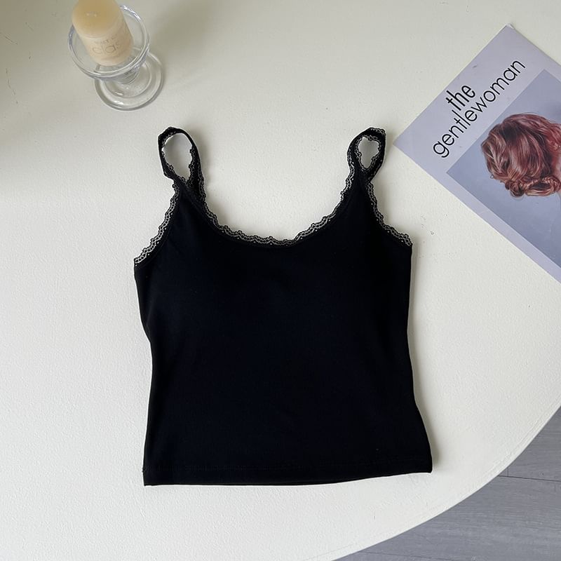 Lace Trim Padded Camisole Top