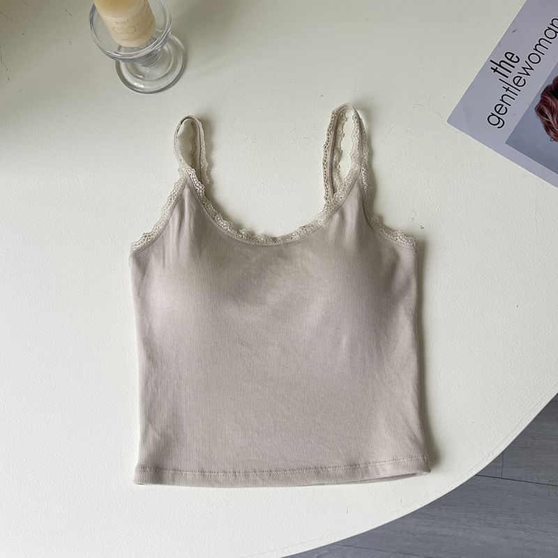 Lace Trim Padded Camisole Top