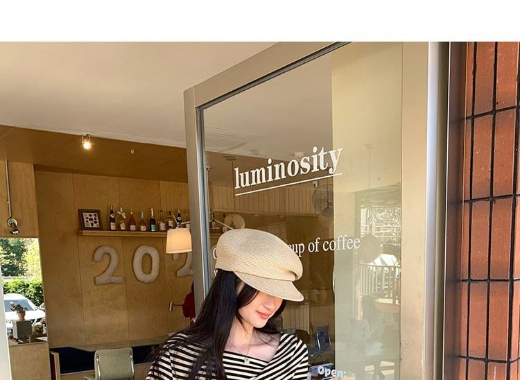 Striped Asymmetrical Neck Ruched Slim Fit Long Sleeve Tee