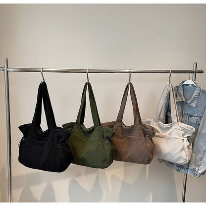 Corduroy Ribbed Plain Tote Bag
