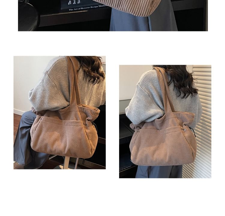 Corduroy Ribbed Plain Tote Bag