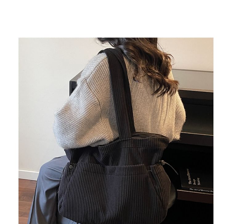 Corduroy Ribbed Plain Tote Bag