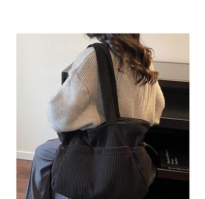 Corduroy Ribbed Plain Tote Bag