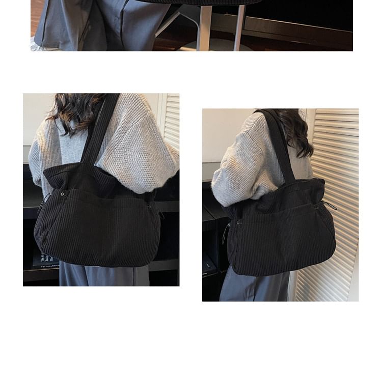 Corduroy Ribbed Plain Tote Bag