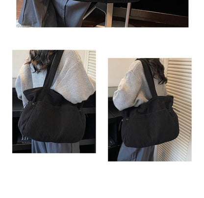 Corduroy Ribbed Plain Tote Bag