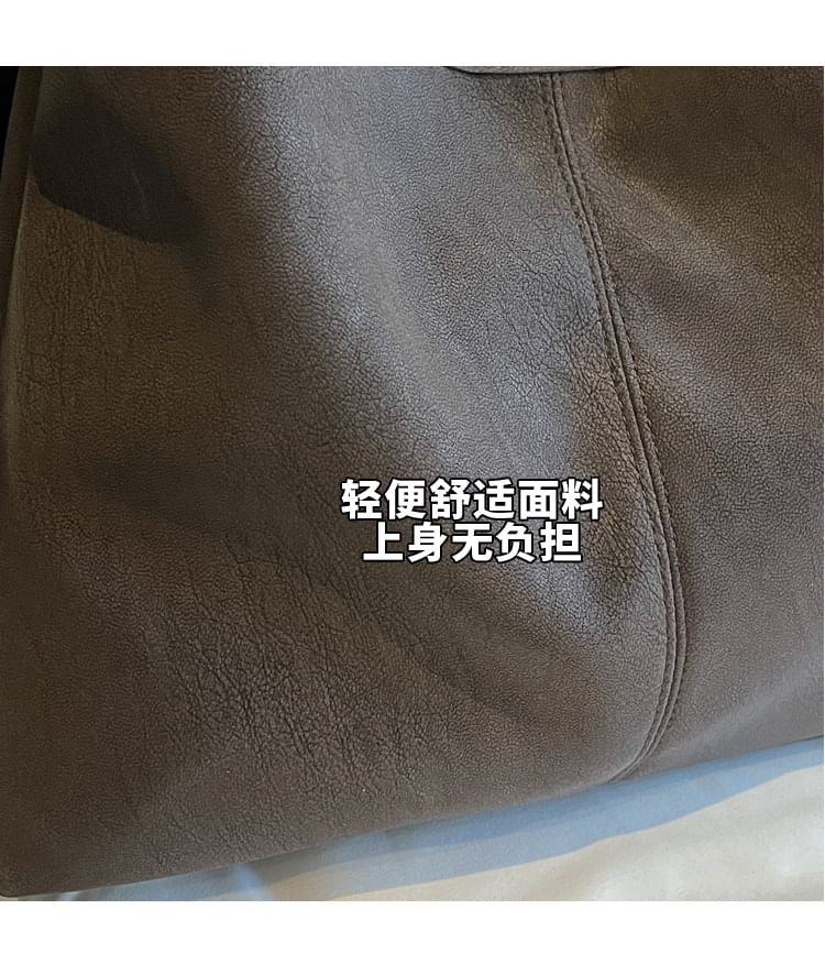 Set: Faux Leather Shoulder Bag + Pouch