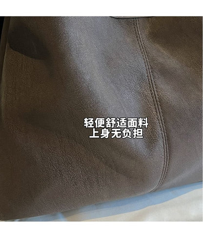 Set: Faux Leather Shoulder Bag + Pouch