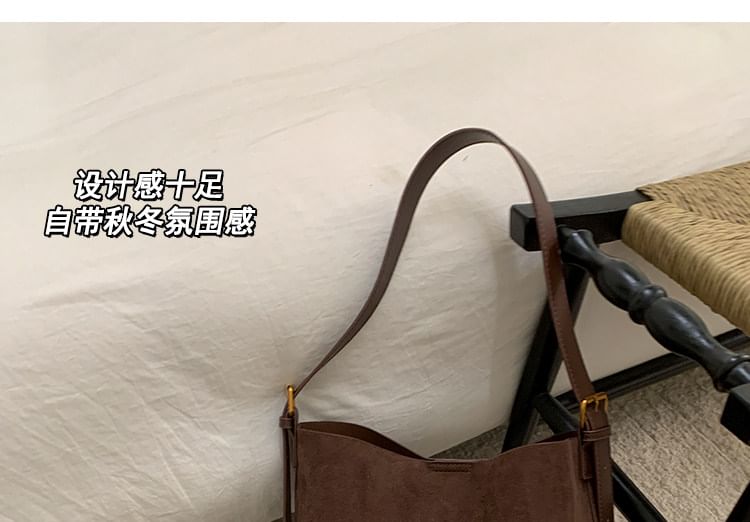 Panel Faux Suede Bucket Bag