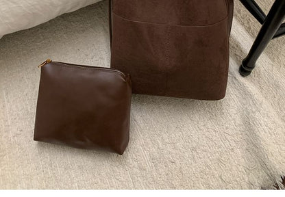 Panel Faux Suede Bucket Bag
