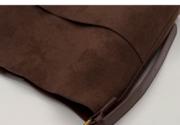 Panel Faux Suede Bucket Bag