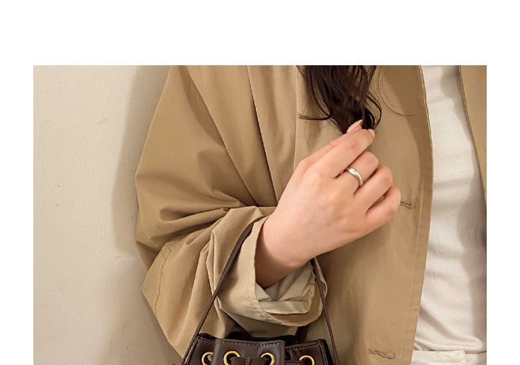 Fringed Drawstring Faux Suede Top Handle Crossbody Bucket Bag