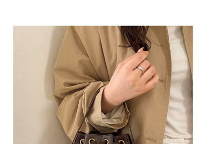 Fringed Drawstring Faux Suede Top Handle Crossbody Bucket Bag