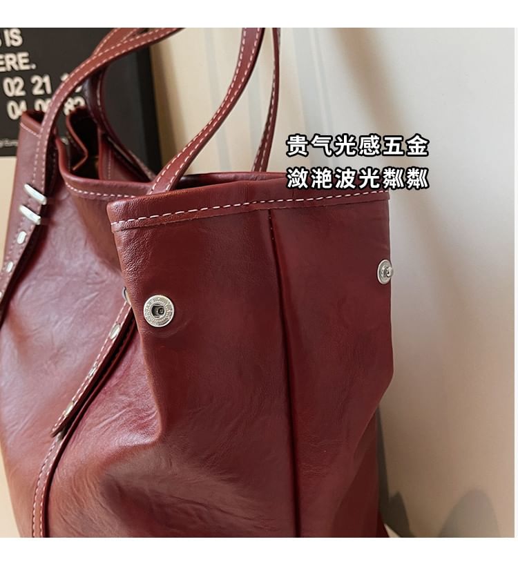 Studded Faux Leather Tote Bag