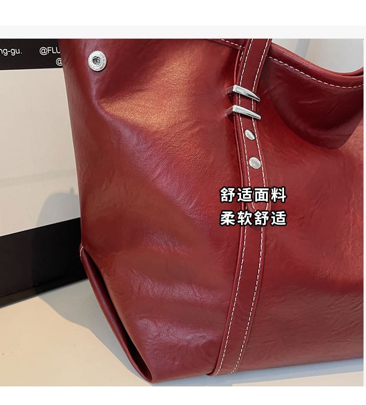 Studded Faux Leather Tote Bag