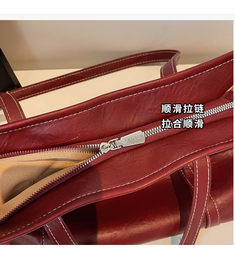 Studded Faux Leather Tote Bag