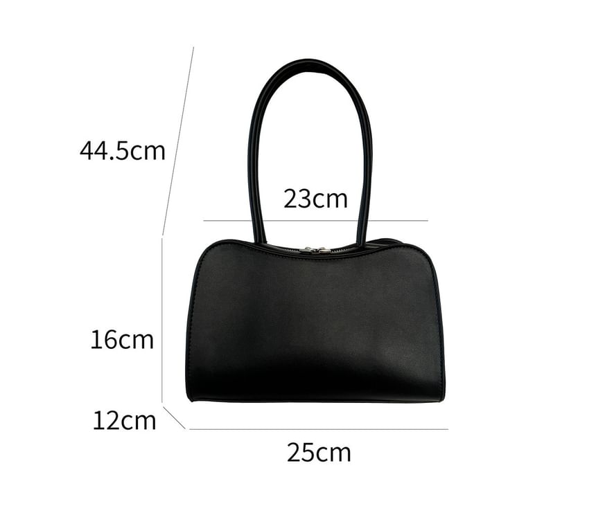 Plain Faux Leather Bowler Bag