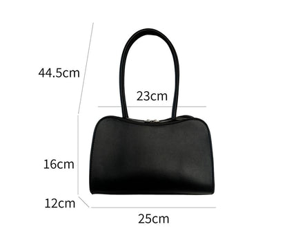 Plain Faux Leather Bowler Bag