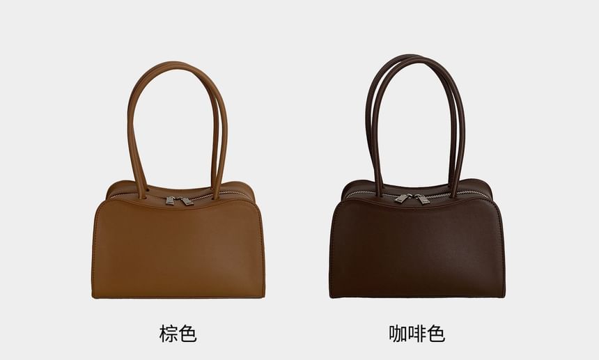 Plain Faux Leather Bowler Bag