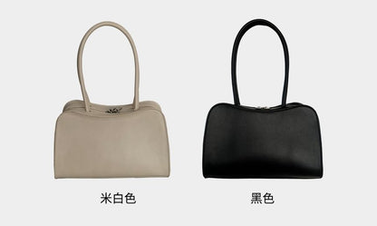 Plain Faux Leather Bowler Bag