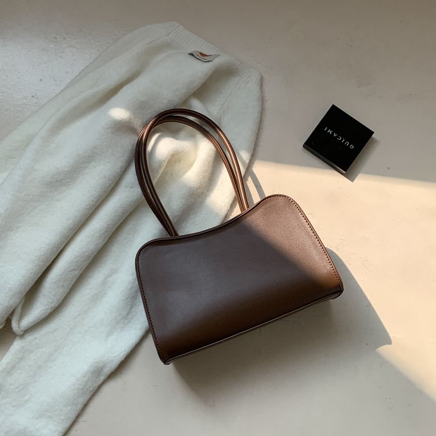 Plain Faux Leather Bowler Bag