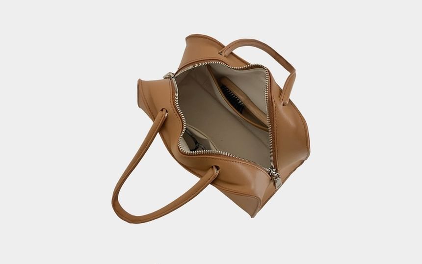 Plain Faux Leather Bowler Bag