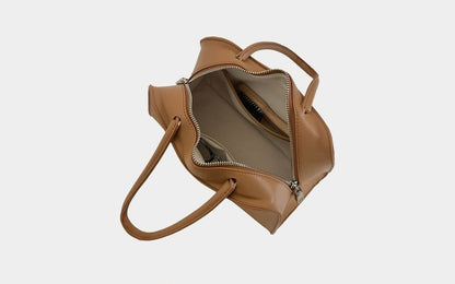 Plain Faux Leather Bowler Bag