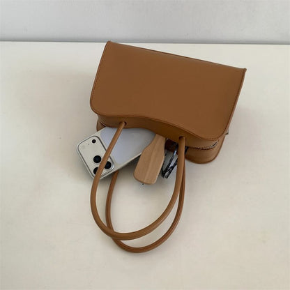 Plain Faux Leather Bowler Bag