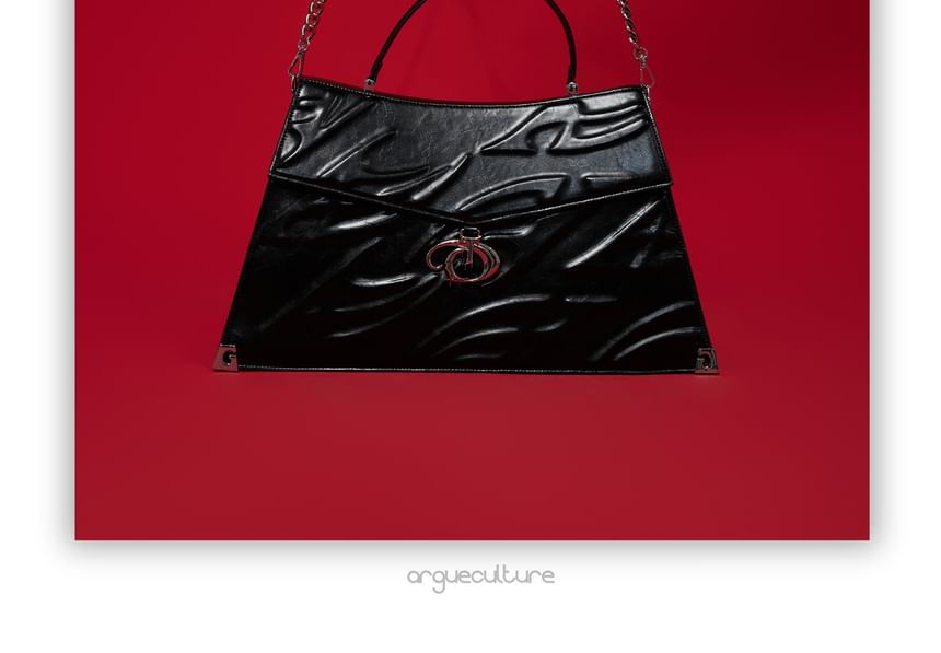 Faux-Leather Embossed Shoulder Bag