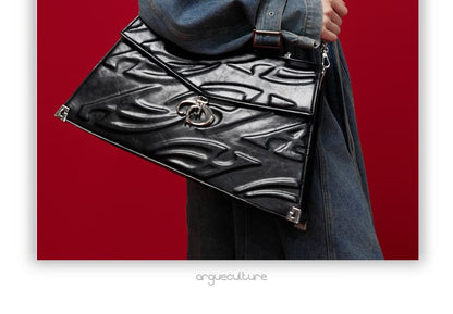 Faux-Leather Embossed Shoulder Bag